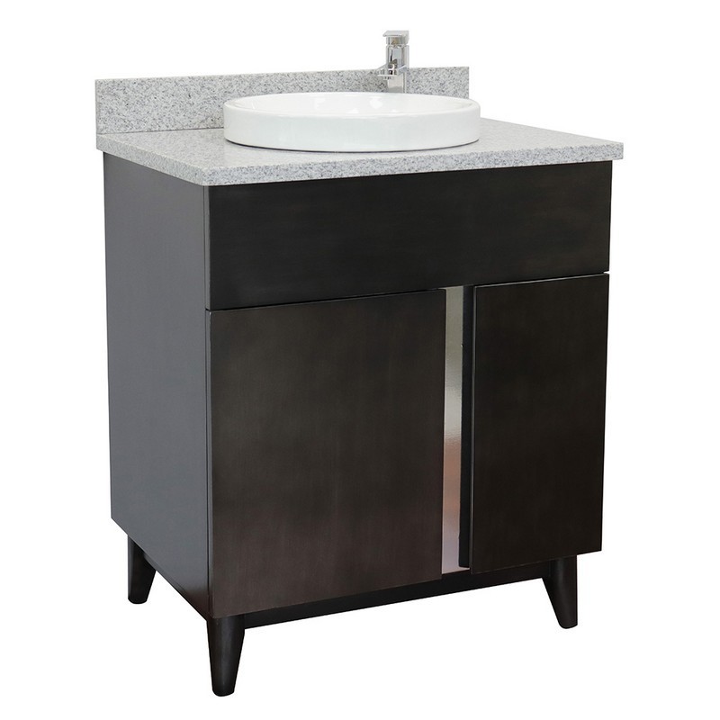 BELLATERRA 400200-SB-GYRD 31 INCH SINGLE VANITY IN SILVERY BROWN WITH GRAY GRANITE TOP AND ROUND SINK