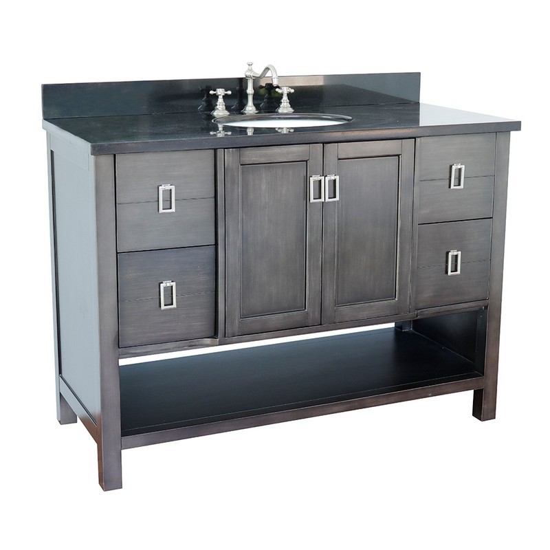 BELLATERRA 400300-SB-BGO MONTEREY 49 INCH SINGLE VANITY IN SILVERY BROWN WITH BLACK GALAXY TOP AND OVAL SINK