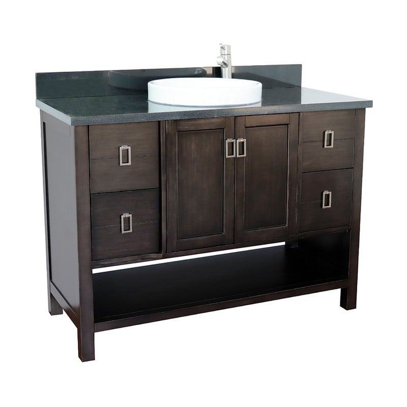 BELLATERRA 400300-SB-BGRD MONTEREY 49 INCH SINGLE VANITY IN SILVERY BROWN WITH BLACK GALAXY TOP AND ROUND SINK