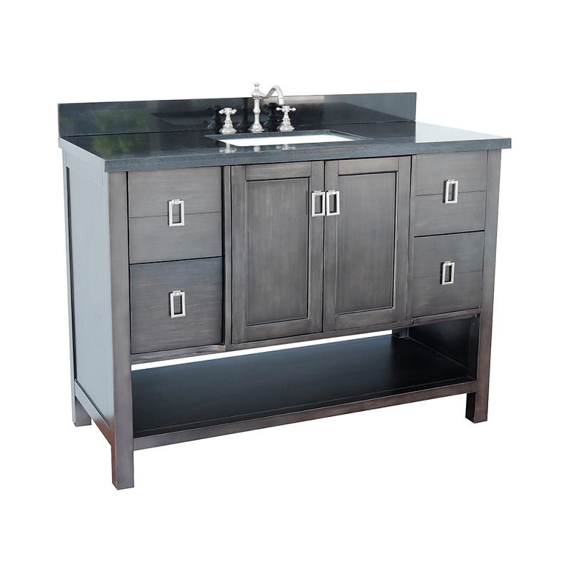 BELLATERRA 400300-SB-BGR MONTEREY 49 INCH SINGLE VANITY IN SILVERY BROWN WITH BLACK GALAXY TOP AND RECTANGLE SINK