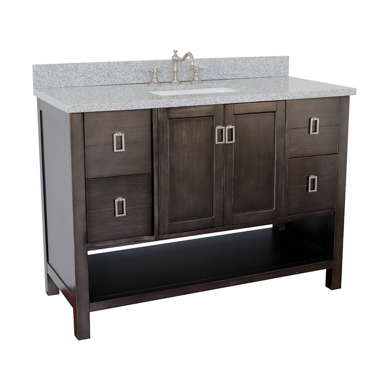 BELLATERRA 400300-SB-GYR MONTEREY 49 INCH SINGLE VANITY IN SILVERY BROWN WITH GRAY GRANITE TOP AND RECTANGLE SINK