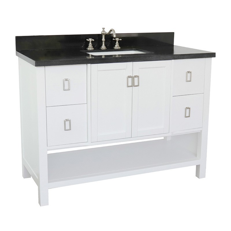 BELLATERRA 400300-WH-BGR MONTEREY 49 INCH SINGLE VANITY IN WHITE WITH BLACK GALAXY TOP AND RECTANGLE SINK