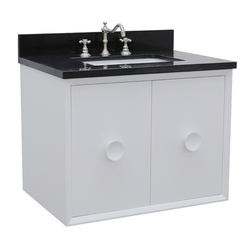 BELLATERRA 400400-CAB-WH-BGR STORA 31 INCH SINGLE WALL MOUNT VANITY IN WHITE WITH BLACK GALAXY TOP AND RECTANGLE SINK