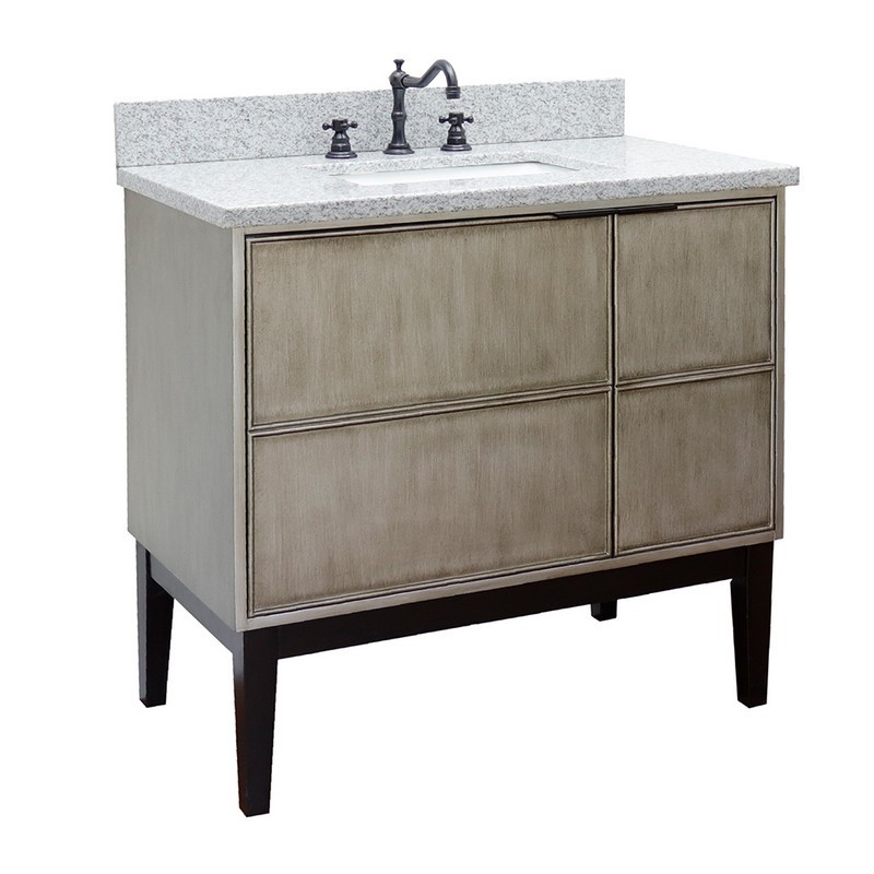 BELLATERRA 400500-LN-GYR SCANDI 37 INCH SINGLE VANITY IN LINEN BROWN WITH GRAY GRANITE TOP AND RECTANGLE SINK