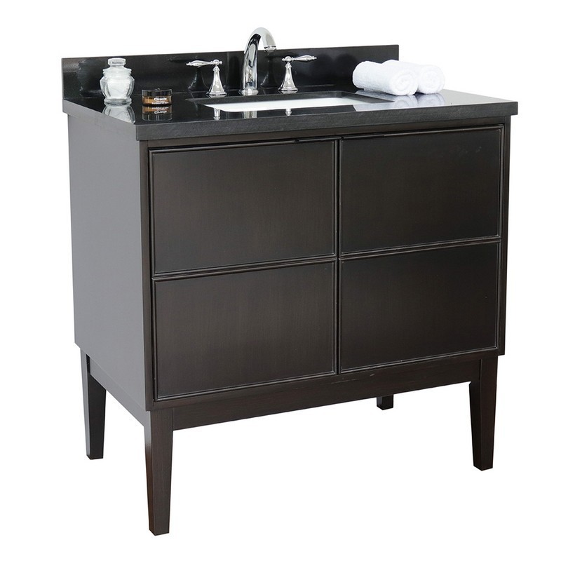 BELLATERRA 400503-CP-BGR SCANDI 37 INCH SINGLE VANITY IN CAPPUCCINO WITH BLACK GALAXY TOP AND RECTANGLE SINK