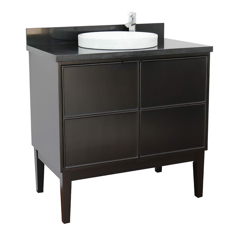 BELLATERRA 400503-CP-BGRD SCANDI 37 INCH SINGLE VANITY IN CAPPUCCINO WITH BLACK GALAXY TOP AND ROUND SINK