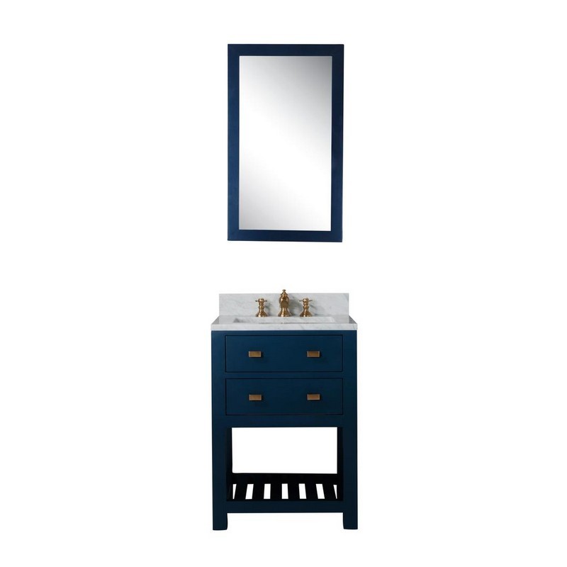 WATER-CREATION MA24CW06MB-R21FX1306 MADALYN 24 INCH MONARCH BLUE SINGLE SINK BATHROOM VANITY WITH SATIN BRASS FAUCET AND MIRROR