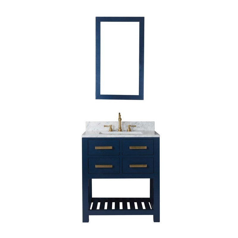 WATER-CREATION MA30CW06MB-000TL1206 MADALYN 30 INCH MONARCH BLUE SINGLE SINK BATHROOM VANITY WITH SATIN BRASS FAUCET