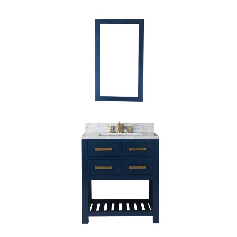 WATER-CREATION MA30CW06MB-000FX1306 MADALYN 30 INCH MONARCH BLUE SINGLE SINK BATHROOM VANITY WITH SATIN BRASS FAUCET