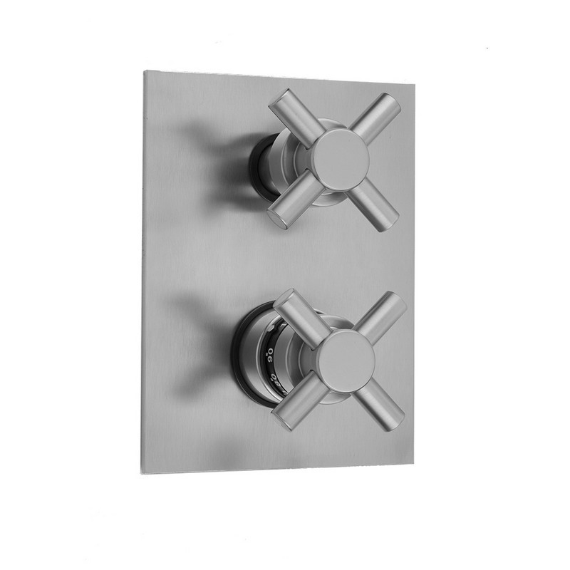 JACLO T7532-TRIM RECTANGLE PLATE WITH CONTEMPO CROSS THERMOSTATIC VALVE WITH CONTEMPO CROSS BUILT-IN 2-WAY OR 3-WAY DIVERTER/VOLUME CONTROLS (J-TH34-686 / J-TH34-687 / J-TH34-688 / J-TH34-689)