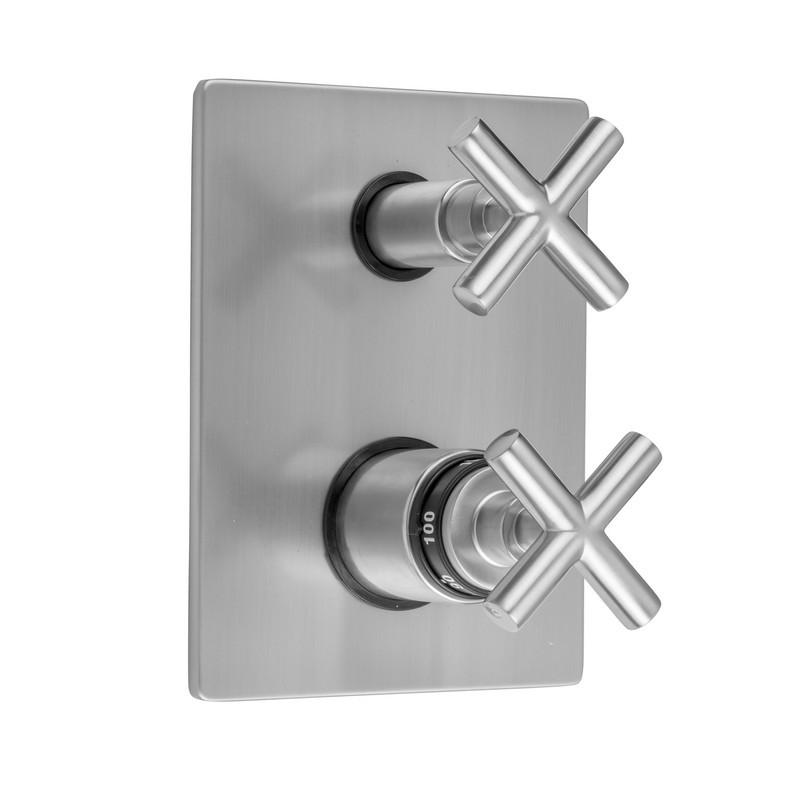 JACLO T7562-TRIM RECTANGLE PLATE WITH SLIM CROSS THERMOSTATIC VALVE WITH SLIM CROSS BUILT-IN 2-WAY OR 3-WAY DIVERTER/VOLUME CONTROLS (J-TH34-686 / J-TH34-687 / J-TH34-688 / J-TH34-689)