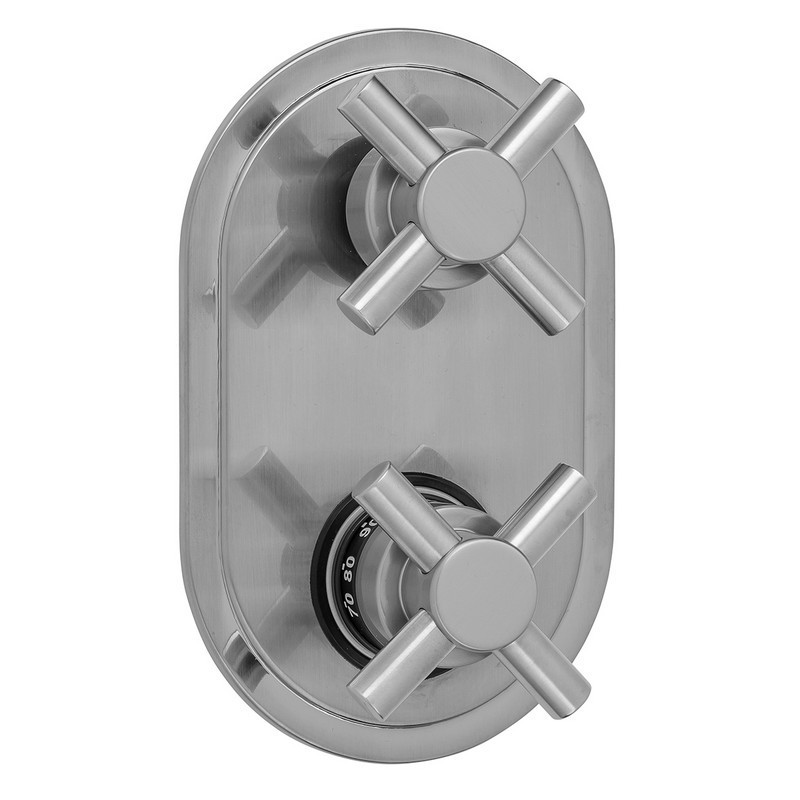 JACLO T8532-TRIM OVAL PLATE WITH CONTEMPO CROSS THERMOSTATIC VALVE WITH CONTEMPO CROSS BUILT-IN 2-WAY OR 3-WAY DIVERTER/VOLUME CONTROLS (J-TH34-686 / J-TH34-687 / J-TH34-688 / J-TH34-689)