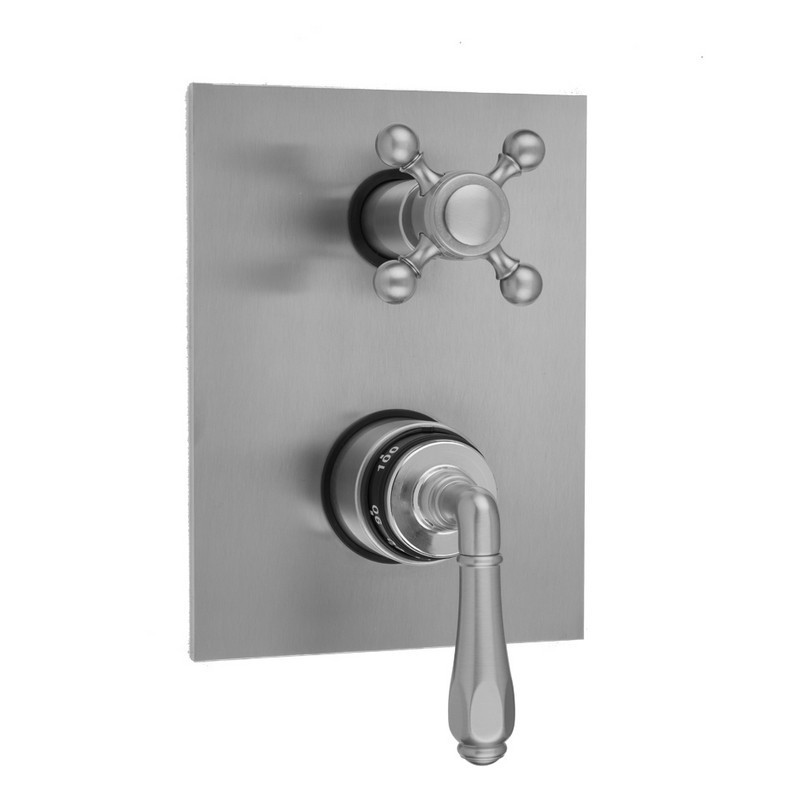 JACLO T8574-TRIM RECTANGLE PLATE WITH SMOOTH LEVER THERMOSTATIC VALVE WITH BALL CROSS BUILT-IN 2-WAY OR 3-WAY DIVERTER/VOLUME CONTROLS (J-TH34-686 / J-TH34-687 / J-TH34-688 / J-TH34-689)