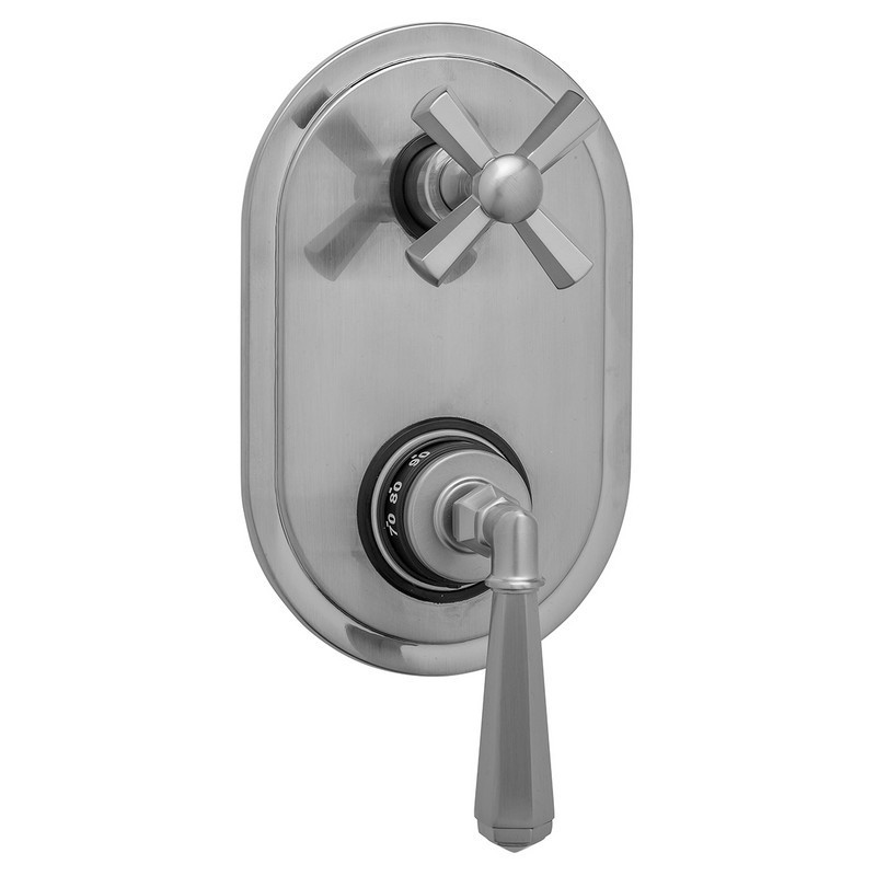 JACLO T9586-TRIM OVAL PLATE WITH HEX LEVER THERMOSTATIC VALVE WITH HEX CROSS BUILT-IN 2-WAY OR 3-WAY DIVERTER/VOLUME CONTROLS (J-TH34-686 / J-TH34-687 / J-TH34-688 / J-TH34-689)