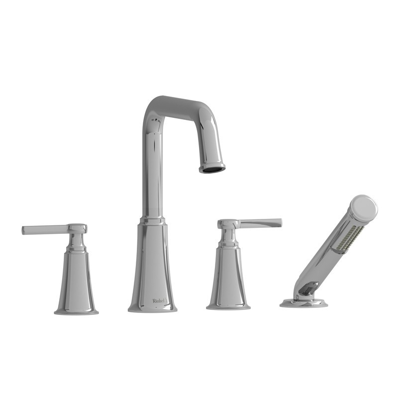 RIOBEL MMSQ12L MOMENTI 4-PIECE DECK-MOUNT TUB FILLER WITH HAND SHOWER
