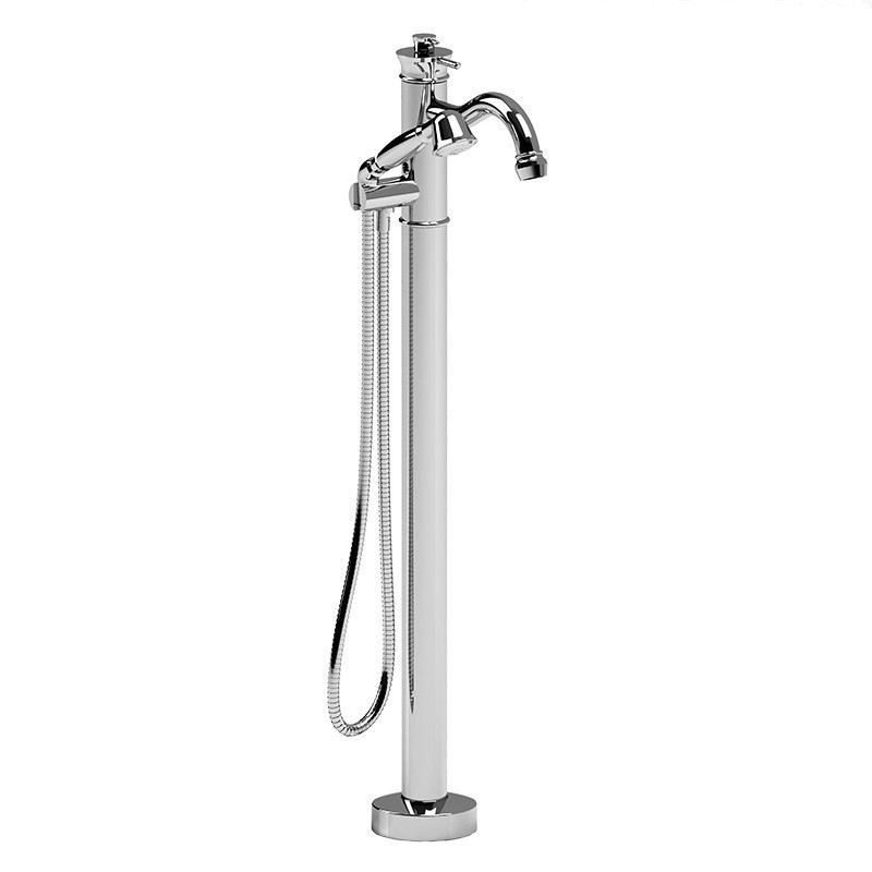 RIOBEL TAT39 ANTICO 2-WAY TYPE T (THERMOSTATIC) COAXIAL FLOOR-MOUNT TUB FILLER WITH HAND SHOWER TRIM