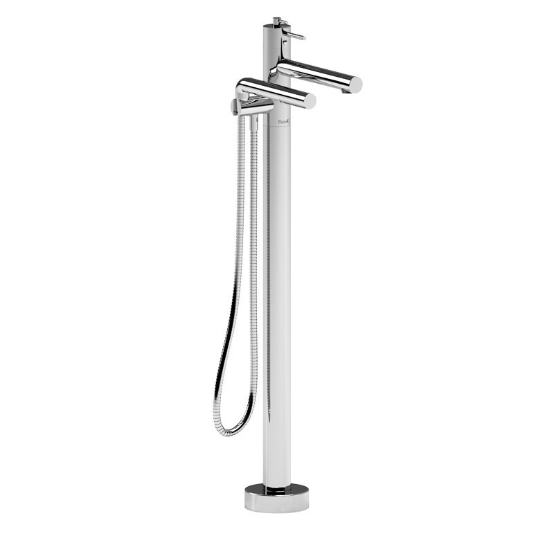 RIOBEL TGS39C 2-WAY TYPE T (THERMOSTATIC) COAXIAL FLOOR-MOUNT TUB FILLER WITH HAND SHOWER TRIM IN CHROME