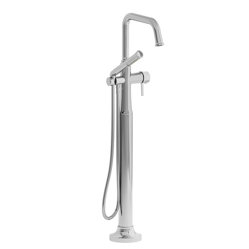 RIOBEL TMMSQ39L MOMENTI 2-WAY TYPE T (THERMOSTATIC) COAXIAL FLOOR-MOUNT TUB FILLER WITH HAND SHOWER