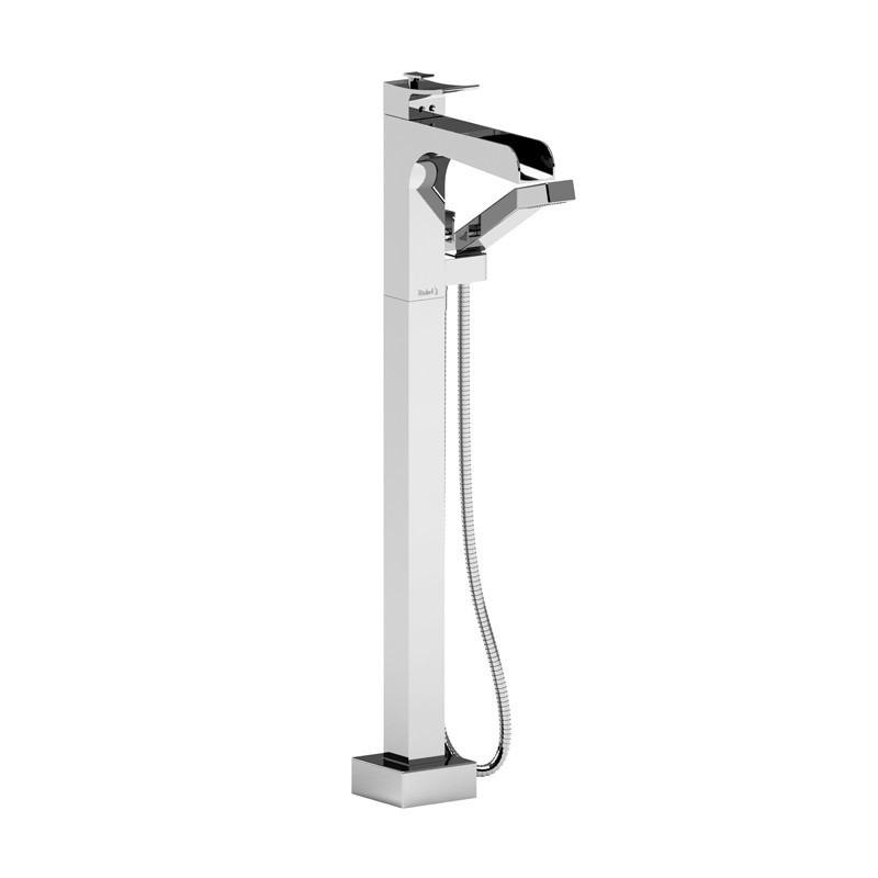RIOBEL TZOOP37 ZENDO FLOOR-MOUNT TYPE T/P (THERMOSTATIC/PRESSURE BALANCE) COAXIAL TUB FILLER WITH HAND SHOWER TRIM