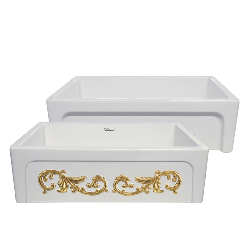 WHITEHAUS WHSIV3333OR ST. IVES ORNAMENTAL 33 INCH KITCHEN SINK SINGLE BOWL WITH DESIGN FINISH