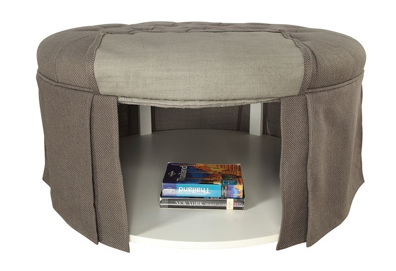 FURNITURE OF AMERICA IDF-BN6175GY CALAIS 34 INCH TRANSITIONAL UPHOLSTERED OTTOMAN - GRAY