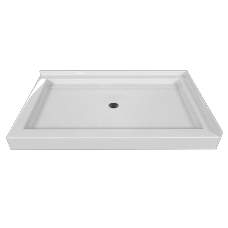 VALLEY ACRYLIC SBDT-4832 SIGNATURE 48 INCH X 32 INCH DOUBLE THRESHOLD ACRYLIC CENTER DRAIN SHOWER BASE