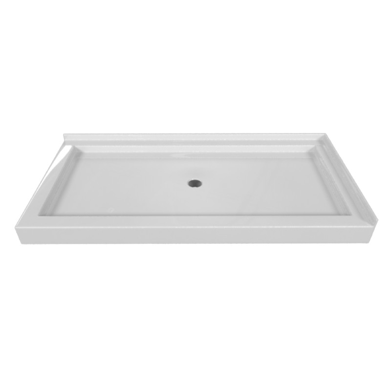 VALLEY ACRYLIC SBDT-6030 SIGNATURE 60 INCH X 30 INCH DOUBLE THRESHOLD ACRYLIC CENTER DRAIN SHOWER BASE
