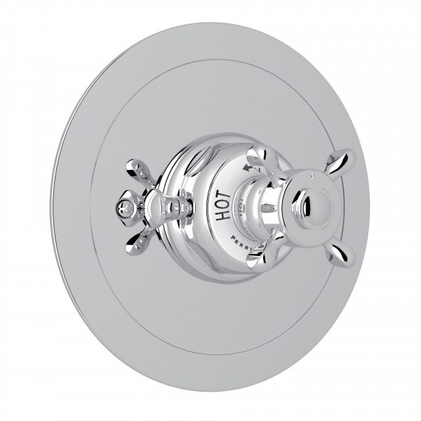 ROHL U.5566X-TO PERRIN & ROWE EDWARDIAN ERA ROUND THERMOSTATIC TRIM PLATE WITHOUT VOLUME CONTROL, CROSS HANDLE