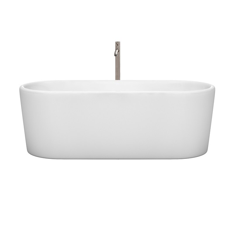 WYNDHAM COLLECTION WCBTK151167ATP11 URSULA 67 INCH SOAKING BATHTUB IN WHITE WITH TRIM AND FLOOR MOUNTED FAUCET