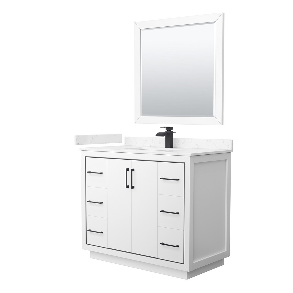 WYNDHAM COLLECTION WCF111142SSM ICON 42 INCH FREESTANDING SINGLE SINK BATHROOM VANITY WITH COUNTER TOP