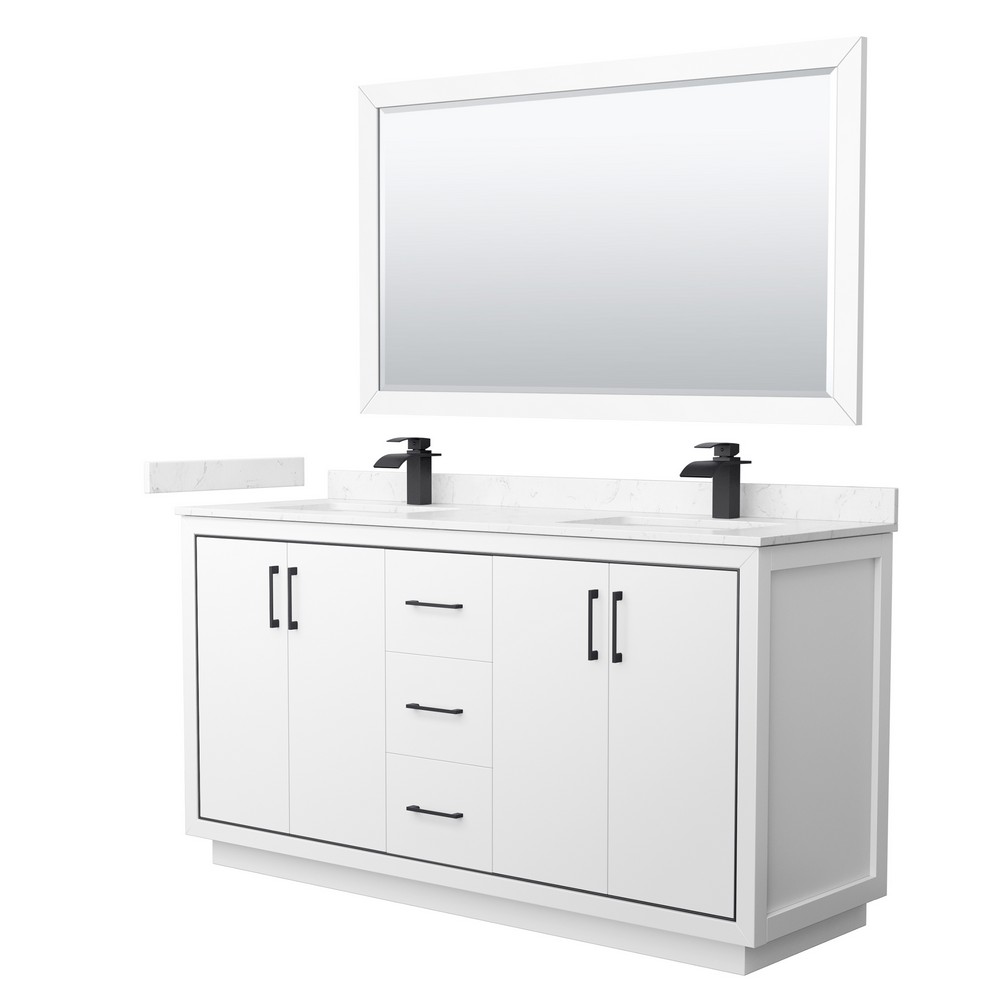 WYNDHAM COLLECTION WCF111166DSM ICON 66 INCH FREESTANDING DOUBLE SINK BATHROOM VANITY WITH COUNTER TOP