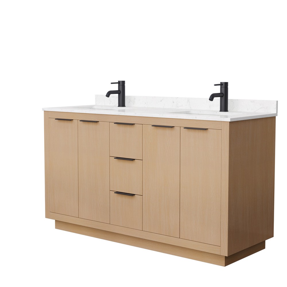 WYNDHAM COLLECTION WCF282860DLMXX MARONI 60 INCH FREESTANDING DOUBLE SINK BATHROOM VANITY IN LIGHT STRAW WITH COUNTER TOP