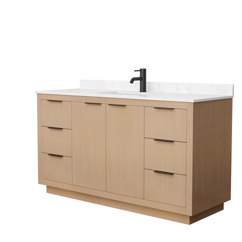 WYNDHAM COLLECTION WCF282860SLMXX MARONI 60 INCH FREESTANDING SINGLE SINK BATHROOM VANITY IN LIGHT STRAW WITH COUNTER TOP