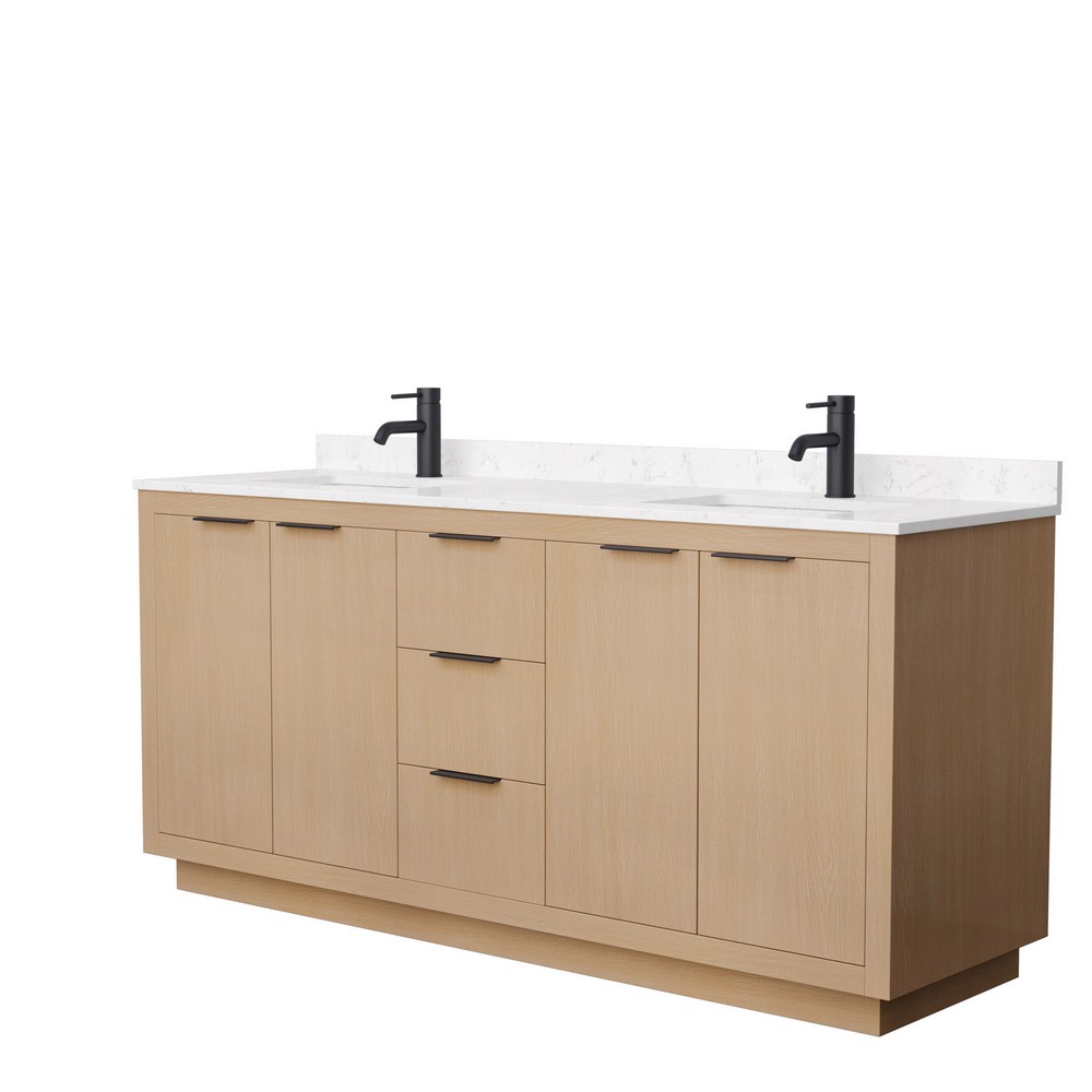 WYNDHAM COLLECTION WCF282872DLMXX MARONI 72 INCH FREESTANDING DOUBLE SINK BATHROOM VANITY IN LIGHT STRAW WITH COUNTER TOP
