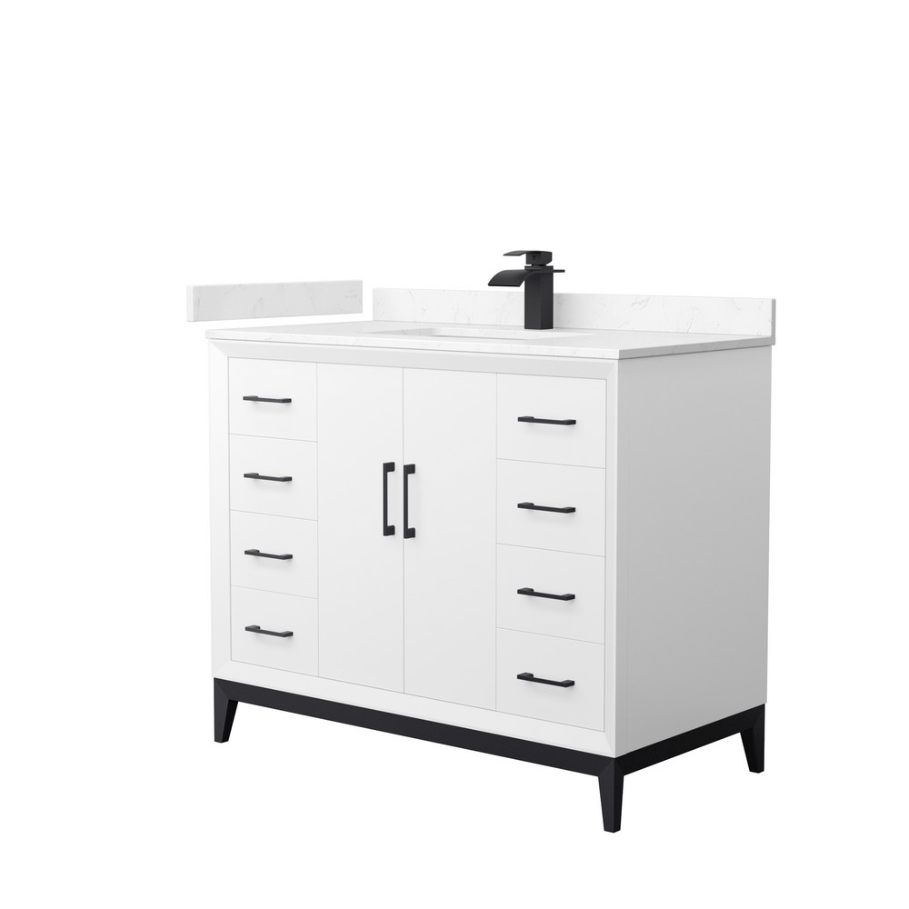 WYNDHAM COLLECTION WCH818142SWSMXX AMICI 42 INCH FREESTANDING SINGLE SINK BATHROOM VANITY IN WHITE WITH COUNTER TOP