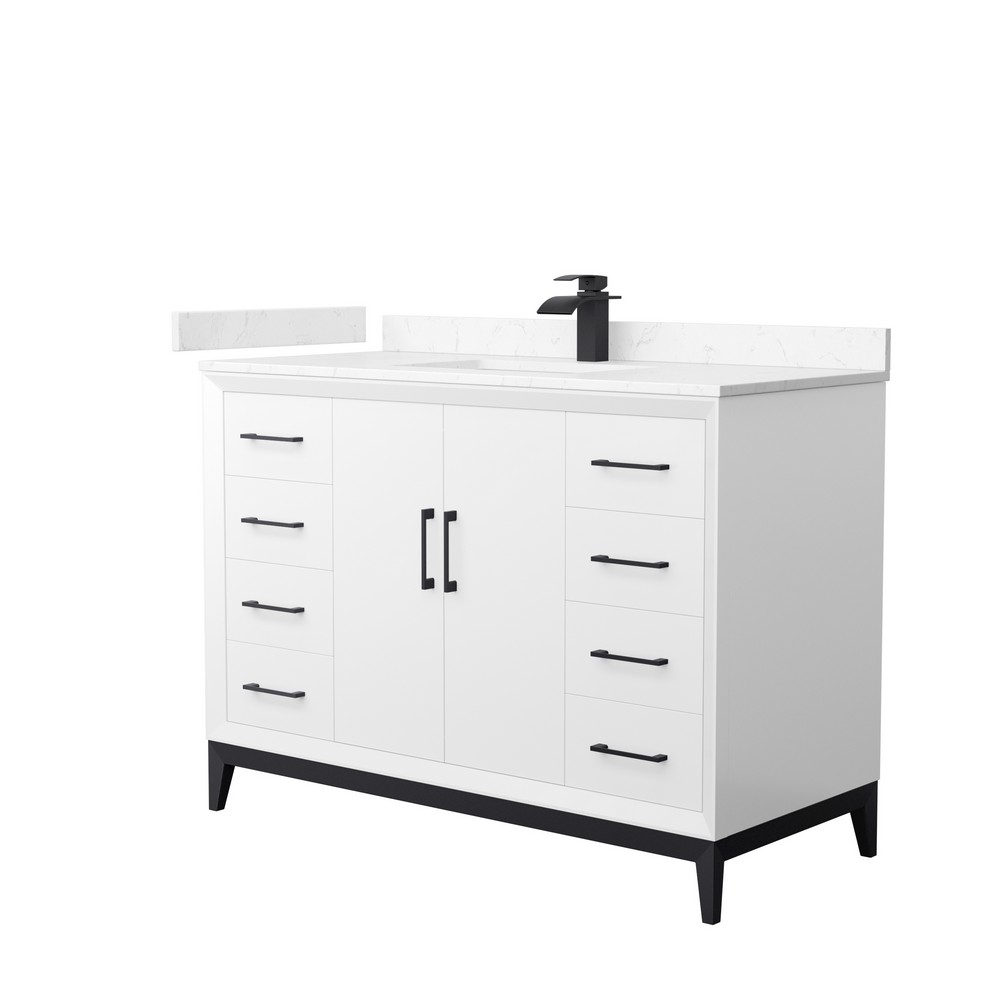 WYNDHAM COLLECTION WCH818148SWSMXX AMICI 48 INCH FREESTANDING SINGLE SINK BATHROOM VANITY IN WHITE WITH COUNTER TOP