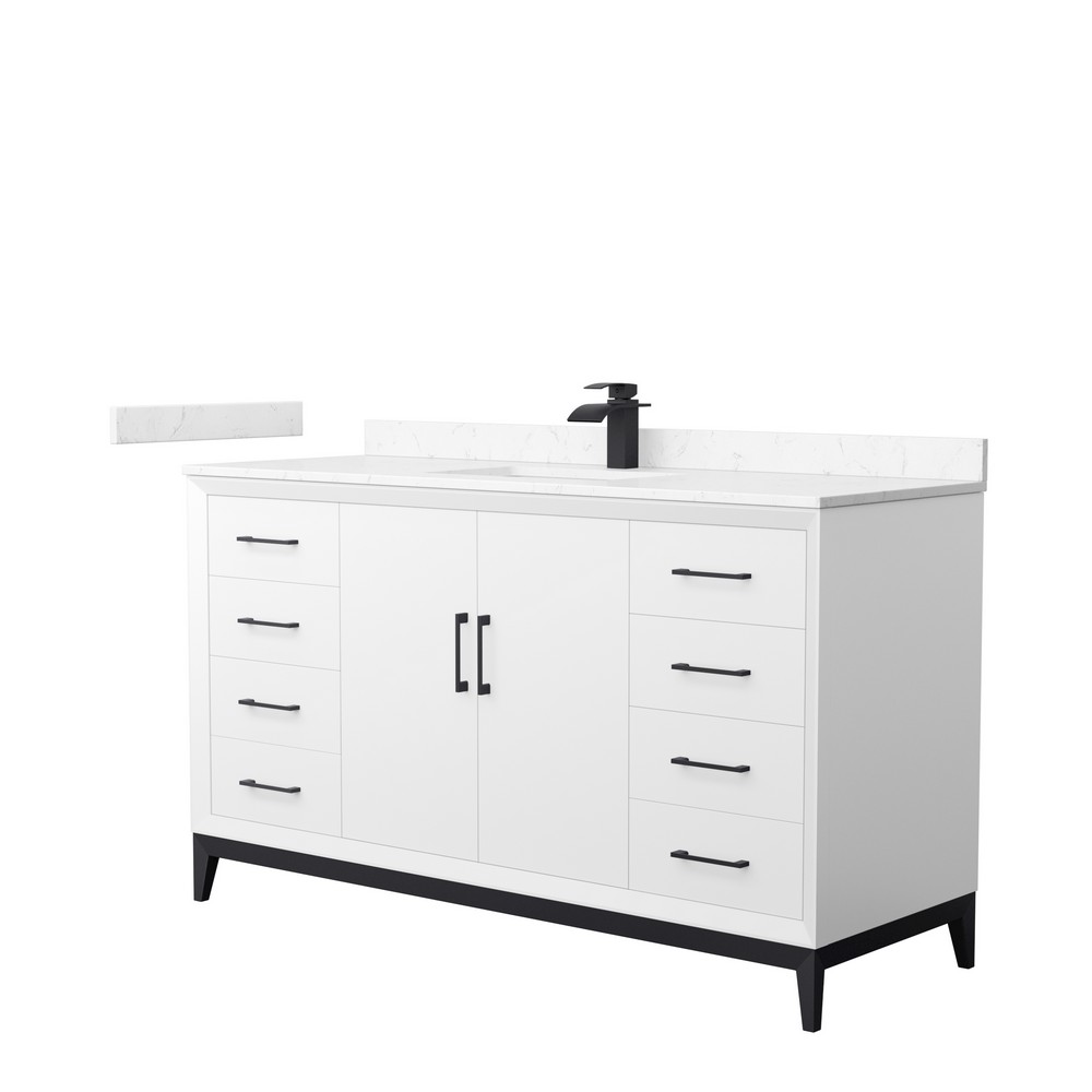WYNDHAM COLLECTION WCH818160SWSMXX AMICI 60 INCH FREESTANDING SINGLE SINK BATHROOM VANITY IN WHITE WITH COUNTER TOP
