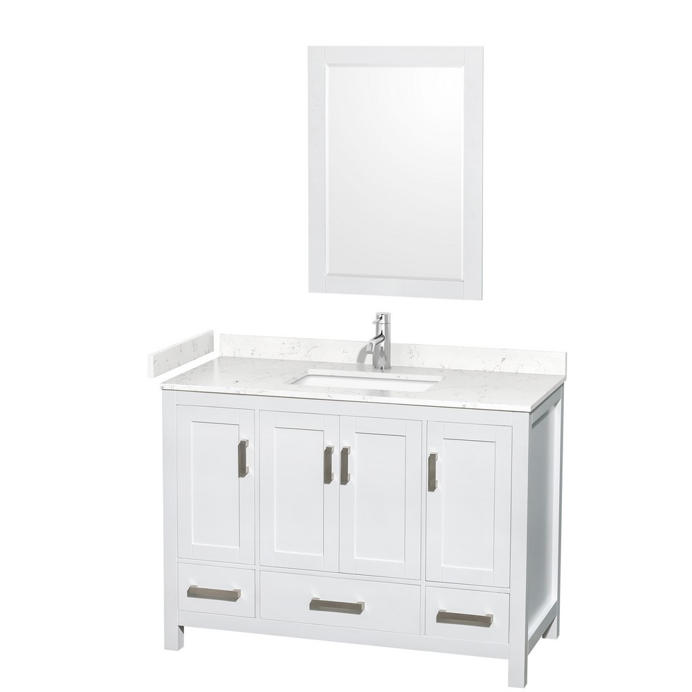 WYNDHAM COLLECTION WCS141448SUNM SHEFFIELD 48 INCH FREESTANDING SINGLE SINK BATHROOM VANITY WITH COUNTER TOP