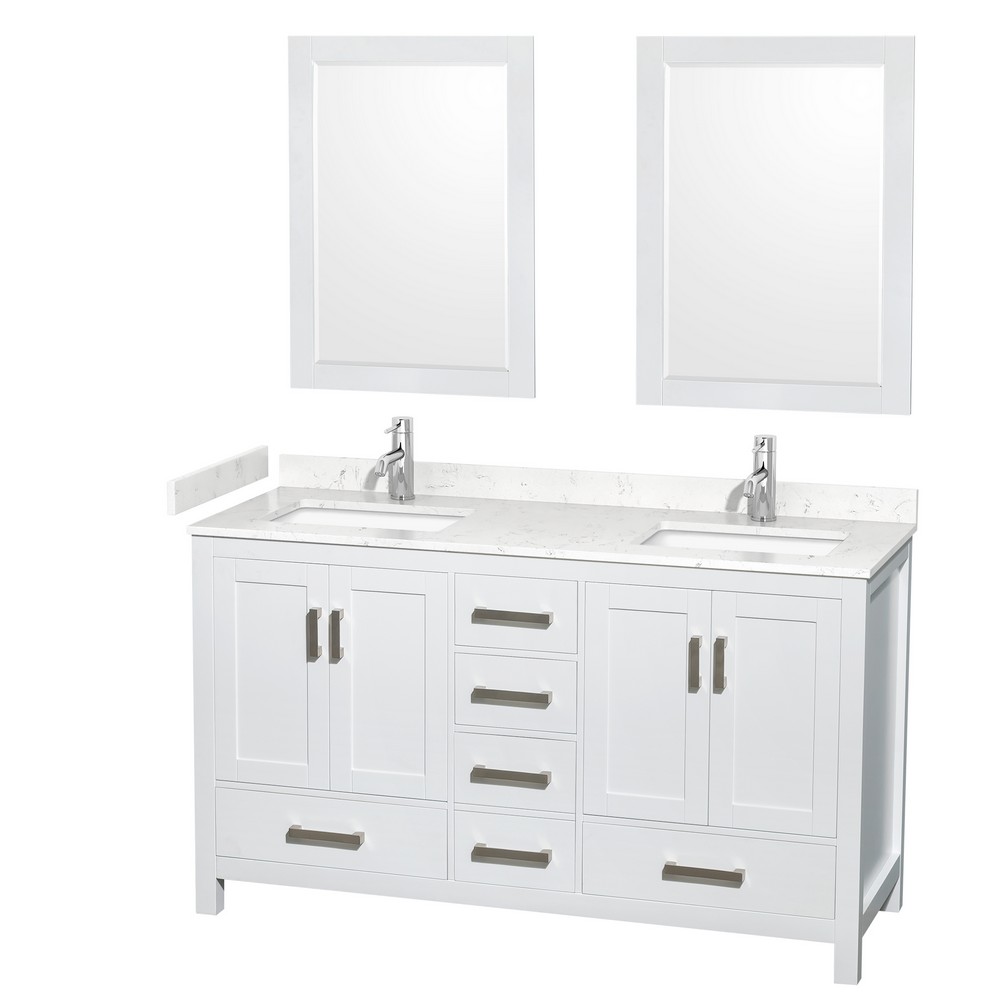 WYNDHAM COLLECTION WCS141460DUNM SHEFFIELD 60 INCH FREESTANDING DOUBLE SINK BATHROOM VANITY WITH COUNTER TOP