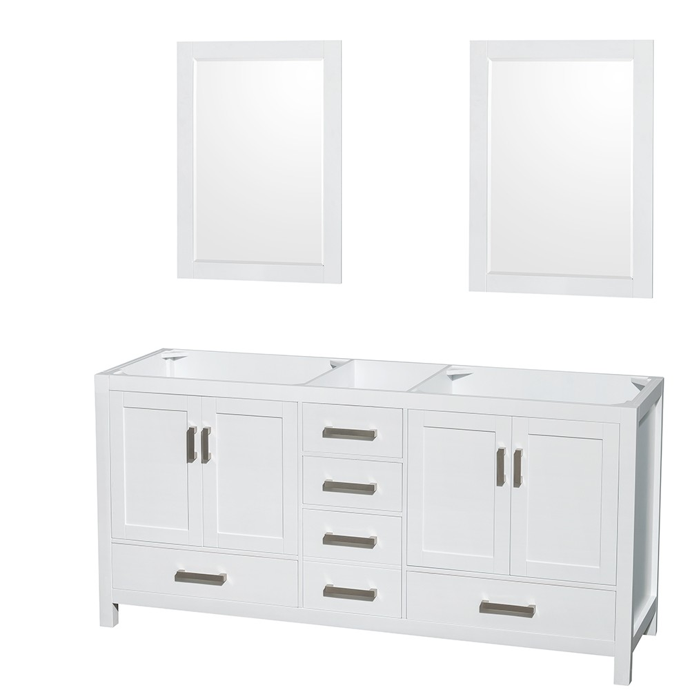 WYNDHAM COLLECTION WCS141472DCXSXXM SHEFFIELD 70 3/4 INCH FREESTANDING DOUBLE SINK BATHROOM VANITY CABINET ONLY