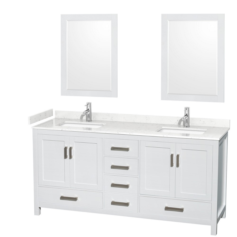 WYNDHAM COLLECTION WCS141472DUNM SHEFFIELD 72 INCH FREESTANDING DOUBLE SINK BATHROOM VANITY WITH COUNTER TOP