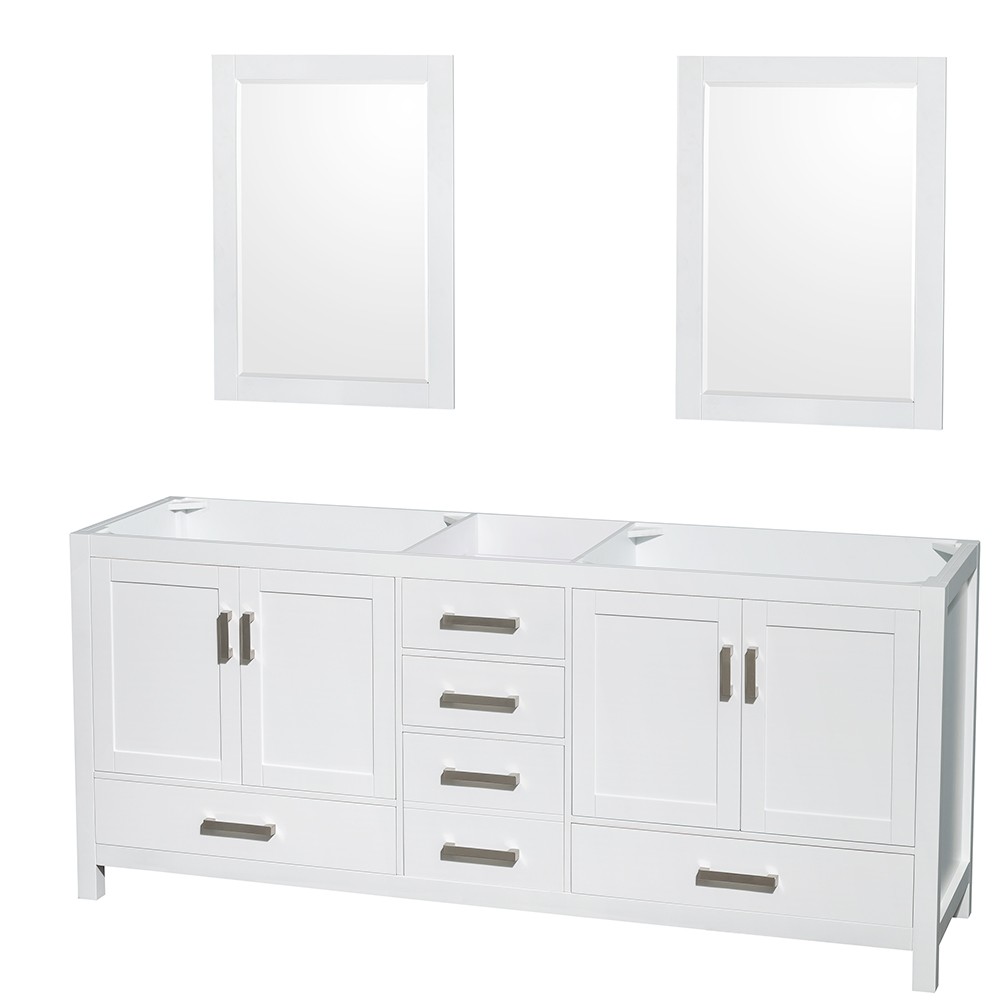WYNDHAM COLLECTION WCS141480DCXSXXM SHEFFIELD 78 1/2 INCH FREESTANDING DOUBLE SINK BATHROOM VANITY CABINET ONLY