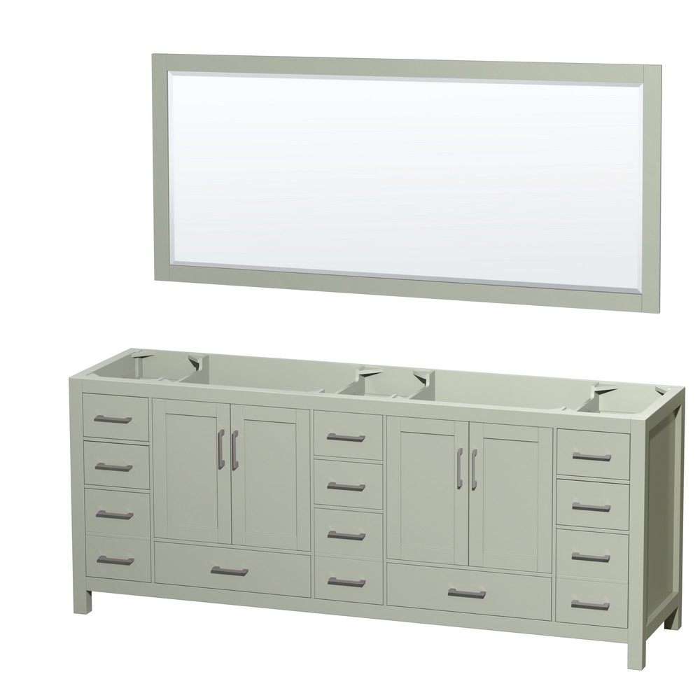 WYNDHAM COLLECTION WCS141484DCXSXXM SHEFFIELD 83 INCH FREESTANDING DOUBLE SINK BATHROOM VANITY CABINET ONLY IN LIGHT GREEN