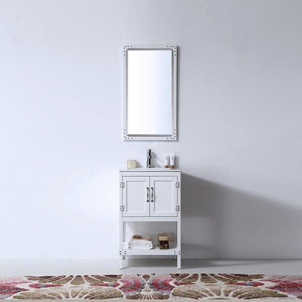LEGION FURNITURE WH5824-W 24 INCH WOOD VANITY IN MATT WHITE WITH CERAMIC TOP, NO FAUCET