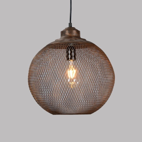 LEGION FURNITURE LR6359-14 14 INCH IRON PENDANT IN ANTIQUE BROWN WITH SPOTTED GOLD COVER