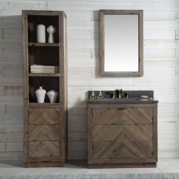 LEGION FURNITURE WH8536 36 INCH WOOD VANITY IN BROWN WITH MARBLE TOP, NO FAUCET