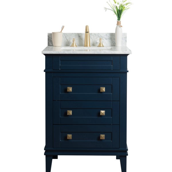 LEGION FURNITURE WS3124-B 24 INCH SOLID WOOD VANITY IN BLUE, NO FAUCET