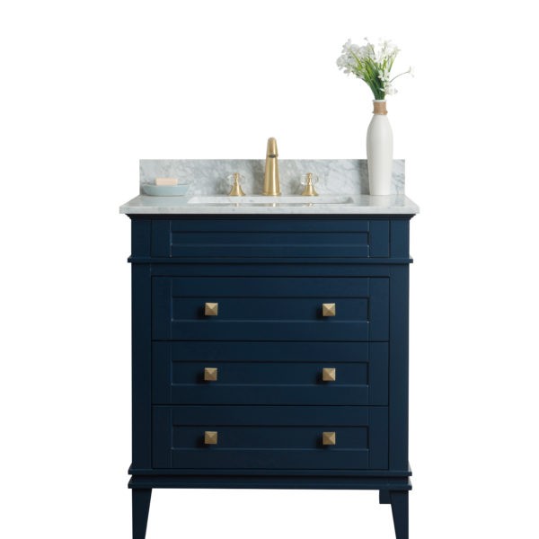 LEGION FURNITURE WS3130-B 30 INCH SOLID WOOD VANITY IN BLUE, NO FAUCET