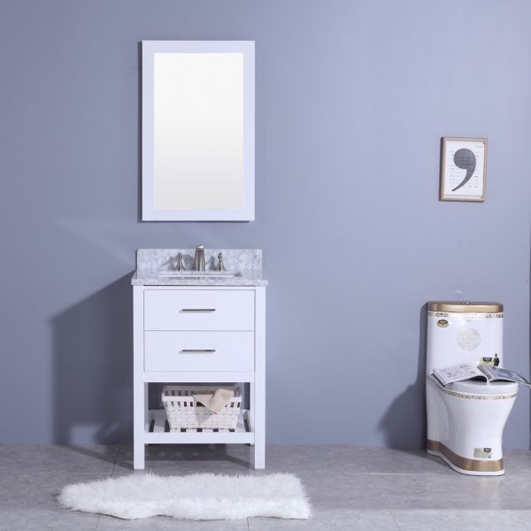 LEGION FURNITURE WT7124-W 25 INCH VANITY SET WITH MIRROR IN WHITE, NO FAUCET