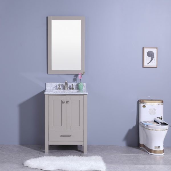 LEGION FURNITURE WT7224-G 25 INCH VANITY SET WITH MIRROR IN WARM GRAY, NO FAUCET